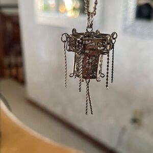 Sterling Silver hanging Chinese lantern Pendant Necklace